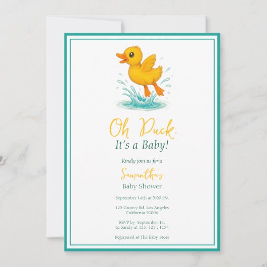 Invitation Oh canard, c’est un bébé ! Beau Baby shower (Devant)