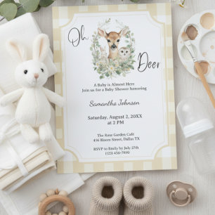 Invitation Oh Cerf Baby Shower • Thème Neutre Forestier