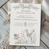 Invitation Oh cerf ! Bébé tourne UNE forêt rustique