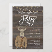 Invitation Oh cerf lumières en bois rustique 40e anniversaire (Devant)