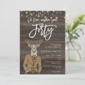 Invitation Oh cerf lumières en bois rustique 40e anniversaire (Debout devant)
