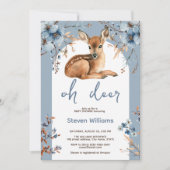 Invitation Oh cerf mignon forêt fleurons rustiques baby showe (Devant)