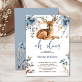 Invitation Oh cerf mignon forêt fleurons rustiques baby showe