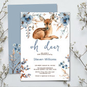Invitation Oh cerf mignon forêt fleurons rustiques baby showe