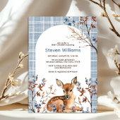 Invitation Oh cerf mignon forêt fleurons rustiques baby showe
