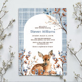 Invitation Oh cerf mignon forêt fleurons rustiques baby showe