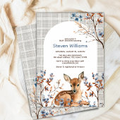 Invitation Oh cerf mignon forêt fleurons rustiques baby showe