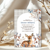 Invitation Oh cerf mignon forêt fleurons rustiques baby showe