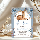 Invitation Oh cerf mignon forêt fleurons rustiques baby showe
