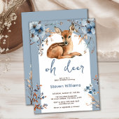 Invitation Oh cerf mignon forêt fleurons rustiques baby showe