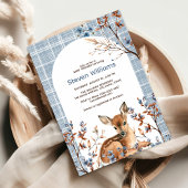 Invitation Oh cerf mignon forêt fleurons rustiques baby showe