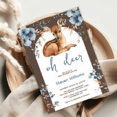 Invitation Oh cerf mignon forêt fleurons rustiques baby showe