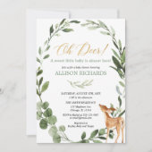 Invitation Oh cerf neutre baby shower or vert neutre genre (Devant)