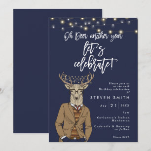 Invitation Oh cerf rustique marine lumières fête d'anniversai