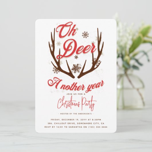 Invitation Oh cerf une autre année Noël (Debout devant)