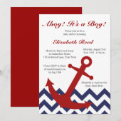 Invitation Oh ! C'est un garçon ! Baby shower nautique de (Devant / Derrière)