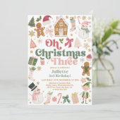 Invitation Oh Christmas Three 3rd Birthday Xmas theme Festive (Debout devant)