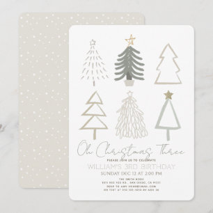 Invitation Oh Christmas Three Boho Arbres Verts 3ème Annivers