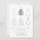 Invitation Oh Christmas Three Boho Arbres Verts 3ème Annivers (Devant)