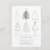 Invitation Oh Christmas Three Boho Green Trees 3rd Birthday (Devant / Derrière)