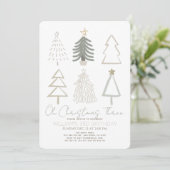 Invitation Oh Christmas Three Boho Green Trees 3rd Birthday (Debout devant)