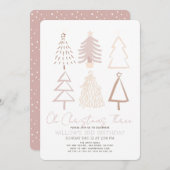 Invitation Oh Christmas Three Boho Pink Trees 3rd Birthday (Devant / Derrière)