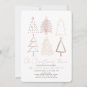 Invitation Oh Christmas Three Boho Pink Trees 3rd Birthday (Devant)