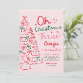 Invitation Oh Christmas Three Coquette Christmas 3rd Birthday (Debout devant)