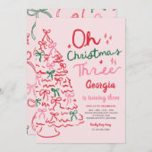 Invitation Oh Christmas Three Coquette Christmas 3rd Birthday (Devant / Derrière)
