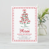 Invitation Oh Christmas Three Sapin Vert 3e Anniversaire (Debout devant)