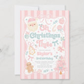 Invitation Oh Christmas Tree Coquette Bow 3rd Birthday (Devant)
