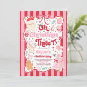 Invitation Oh Christmas Tree Coquette Bow 3rd Birthday (Debout devant)