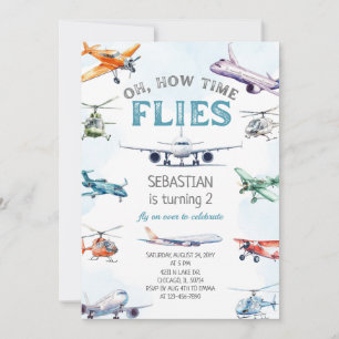 Invitation Oh Comme le Temps Passe Avion Anniversaire