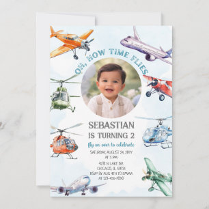 Invitation Oh Comme le Temps Passe Photo d'anniversaire d'avi