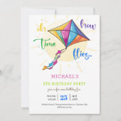 Invitation Oh comment le temps vole aquarelle cerf-volant ann (Devant)