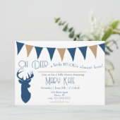 Invitation Oh Deer a Little Buck baby shower (Debout devant)