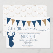 Invitation Oh Deer a Little Buck baby shower (Devant / Derrière)