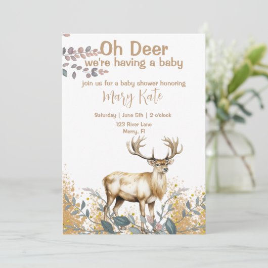 Invitation Oh Deer Baby Boy Douche (Debout devant)