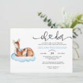 Invitation Oh Deer Baby shower Aquarelle Bleu Cloud (Debout devant)
