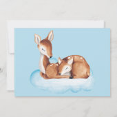 Invitation Oh Deer Baby shower Aquarelle Bleu Cloud (Dos)
