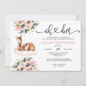 Invitation Oh Deer Baby shower Aquarelle Florale Botanique (Devant)
