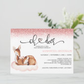 Invitation Oh Deer Baby shower aquarelle Parties scintillant (Debout devant)