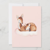 Invitation Oh Deer Baby shower aquarelle rose nuage (Dos)