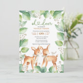 Invitation Oh Deer Baby shower de verdure fleurie de cerfs de (Debout devant)