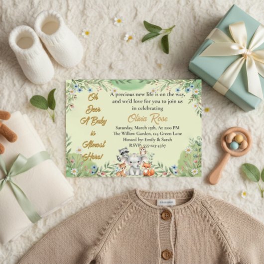 Invitation Oh Deer | Baby shower des animaux forestiers