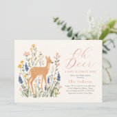 Invitation Oh Deer Baby shower forestier Floral (Debout devant)