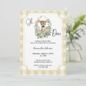 Invitation Oh Deer Baby Shower • Thème Neutre en Forêt (Debout devant)