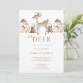 Invitation Oh Deer Boho Woodland Animaux Fille Baby shower (Debout devant)