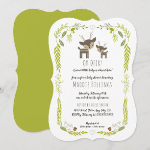 Invitation Oh Deer bois animal neutre sexe baby shower