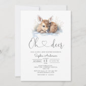 Invitation Oh Deer Boy Baby shower d'hiver (Devant)